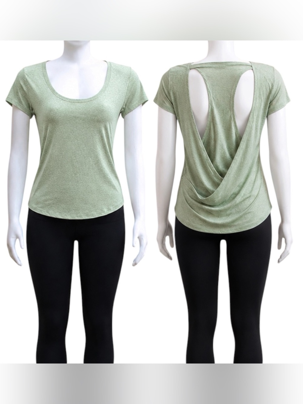 Marika Sage Green Open-Back Scoop Neck workout top size small